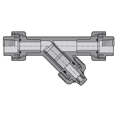 1" Spears Gray PVC True Union Y-Strainer - FIPT - FKM - SS8 Mesh (YS3BS8-010)